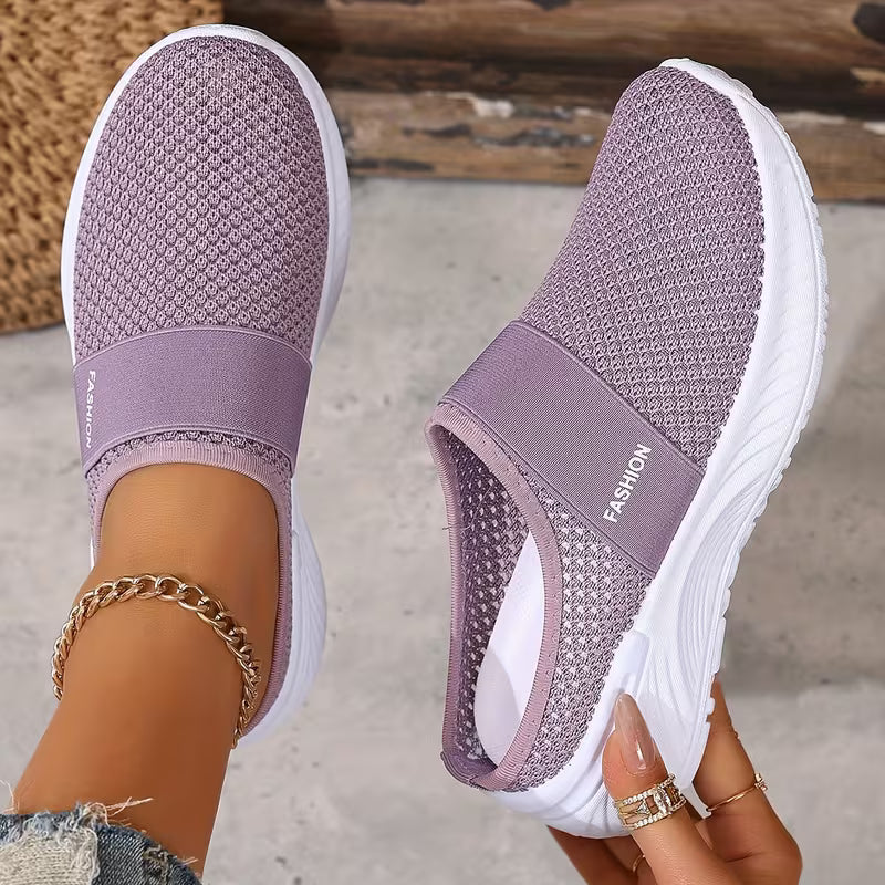 Comfortable Slides for Women with Closed Toe Breathable Mesh Backless Slip On Style