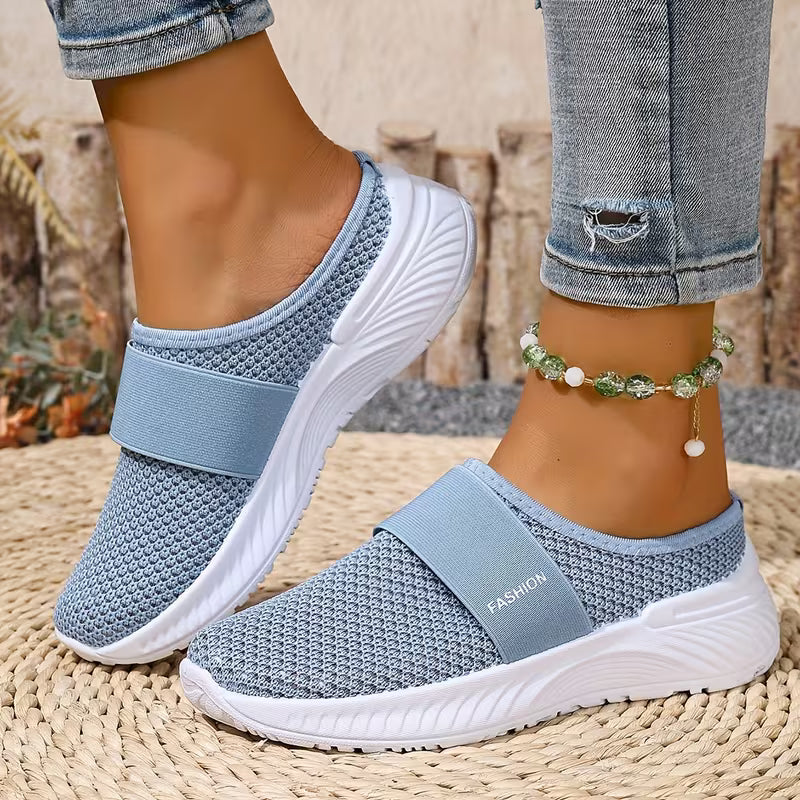 Comfortable Slides for Women with Closed Toe Breathable Mesh Backless Slip On Style
