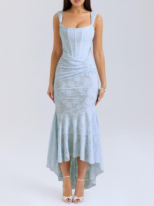 Elegant Corset Dress for Formal Wedding Guest Style with Ruched Mermaid Hem
