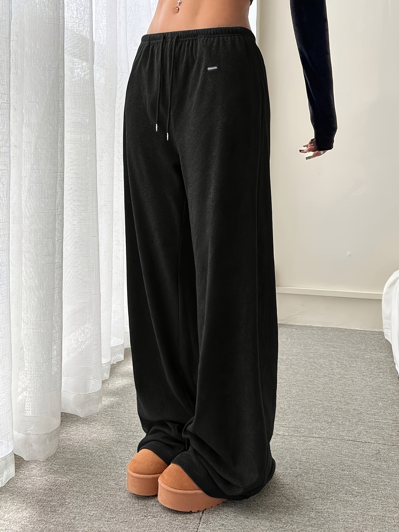 [25AW Home Wear Trend] Women'S German Velvet Fabric Comfortable Casual Home Long Pants, Drawstring Waist with Pockets, Fall Winter Style Trousers