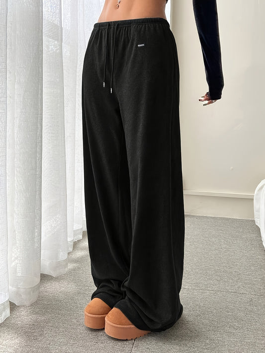 [25AW Home Wear Trend] Women'S German Velvet Fabric Comfortable Casual Home Long Pants, Drawstring Waist with Pockets, Fall Winter Style Trousers