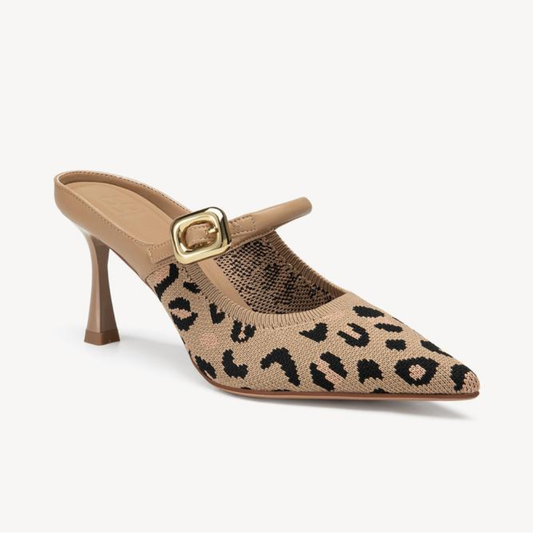 Elegant Mules Heels for Women with Pointed Toe Buckle Strap Kitten Heel Slip On Style