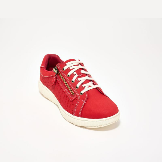 Comfortable Trainers for Women with Lace Up Side Zip Cushioned Low Top Casual Style