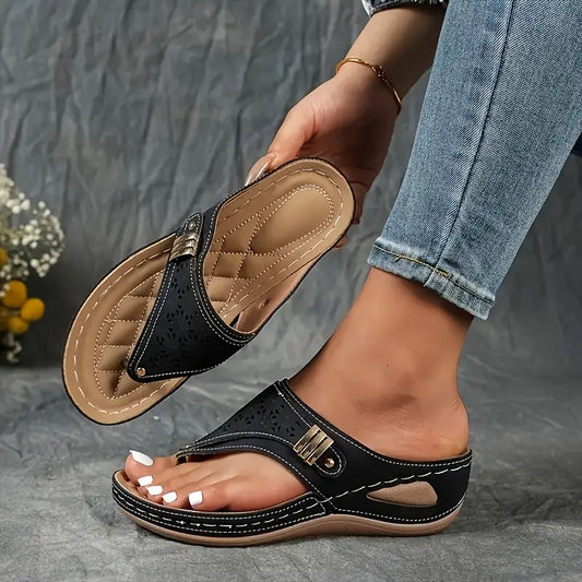Comfortable Thong Sandals for Women with Toe Post Contoured Arch Support Flip Flop Style