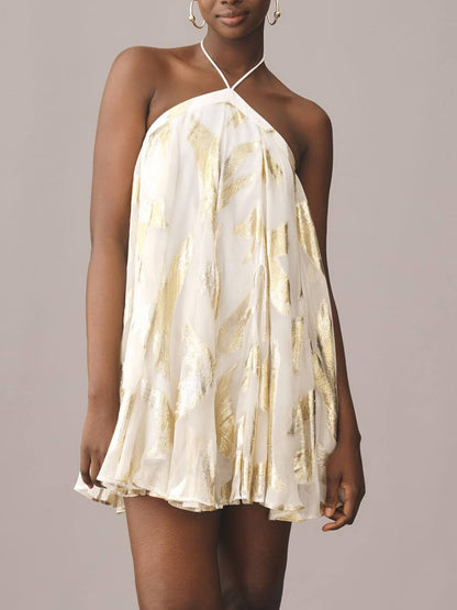 Women's White Mini Dress | Halter Sleeveless