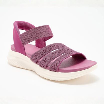 Comfortable Sandals for Women with Woven Stretch Strap Cushioned Sole Adjustable Ankle Sport Style