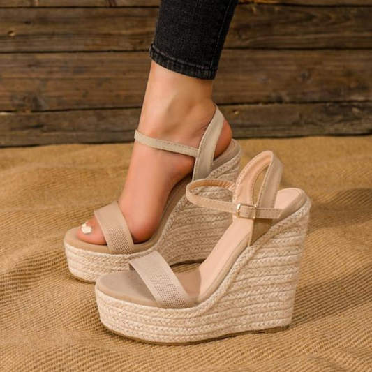 Elegant Espadrille Wedge Sandals for Women with Ankle Strap Buckle Platform Open Toe Style