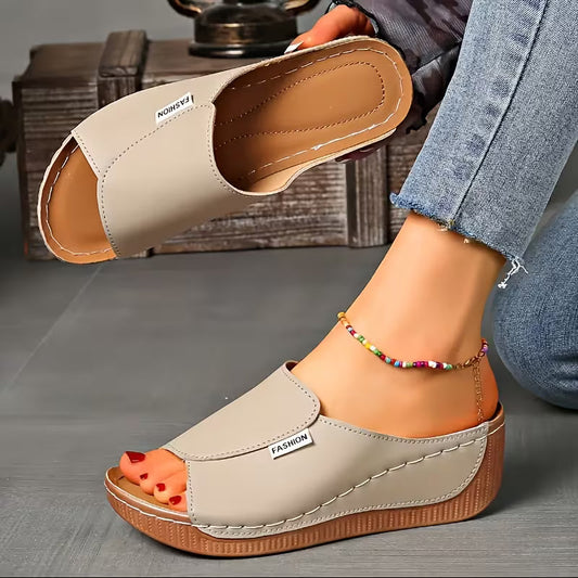 Comfortable Orthopedic Sandals for Women with Wide Band Open Toe Slip On Wedge Platform Style