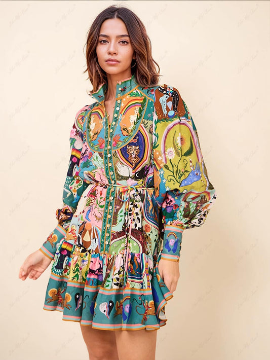 Women's Boho Mini Dress | Long Sleeve