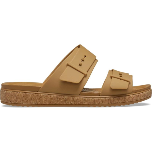 Comfortable Slide Sandals for Women with Two Strap Buckle Open Toe Cork Footbed Style