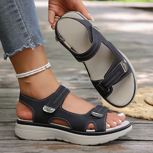 Comfortable Orthopedic Sandals for Women with Hook Loop Strap Open Toe Platform Style