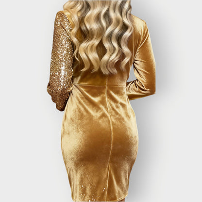 Women's Cocktail Dress | Asymmetric Long Sleeve