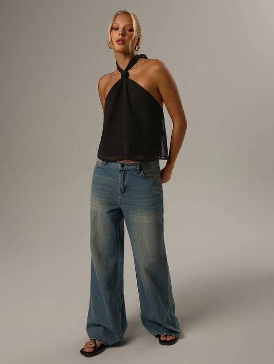 Targeted - Women'S Spring/Summer Solid Color Sexy Minimalist Casual Daily Wear Sleeveless Slim Fit Halter Top Vest