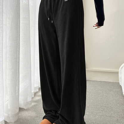 [25AW Home Wear Trend] Women'S German Velvet Fabric Comfortable Casual Home Long Pants, Drawstring Waist with Pockets, Fall Winter Style Trousers