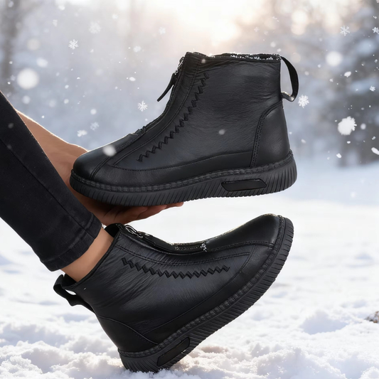 Comfortable Winter Shoes for Women with Fleece Lining Side Zip Ankle Boot Style