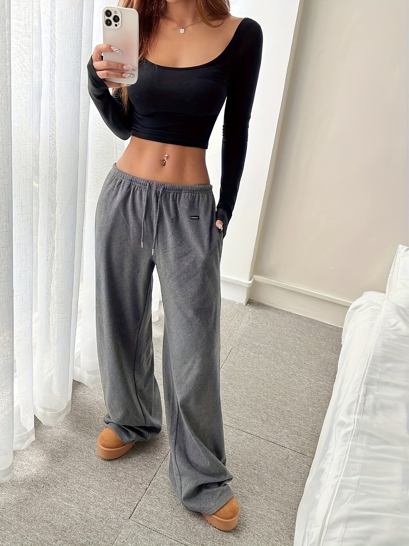 [25AW Home Wear Trend] Women'S German Velvet Fabric Comfortable Casual Home Long Pants, Drawstring Waist with Pockets, Fall Winter Style Trousers
