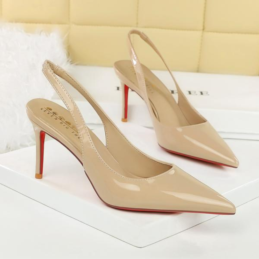 Elegant Closed Toe Heels for Women with Pointed Toe Slingback Strap Stiletto Style