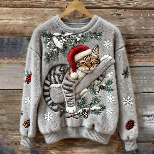 Women’s Sweater | Festive Cat Print
