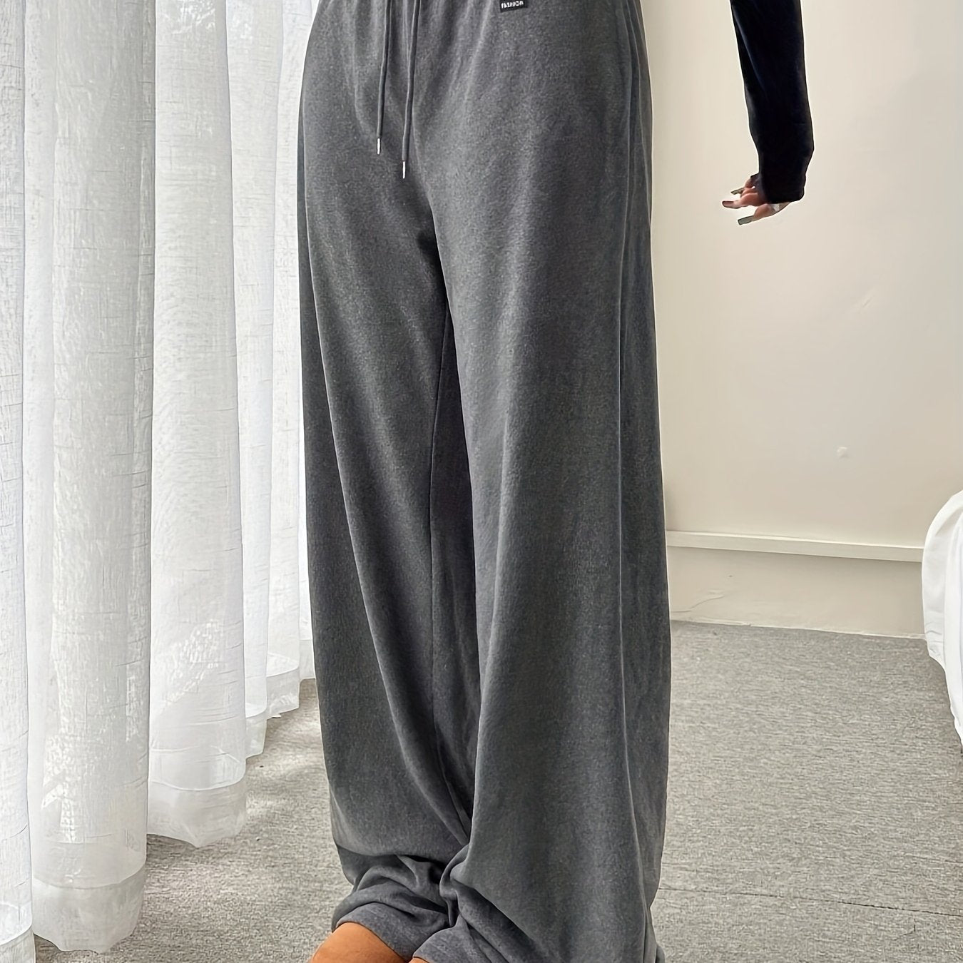 [25AW Home Wear Trend] Women'S German Velvet Fabric Comfortable Casual Home Long Pants, Drawstring Waist with Pockets, Fall Winter Style Trousers