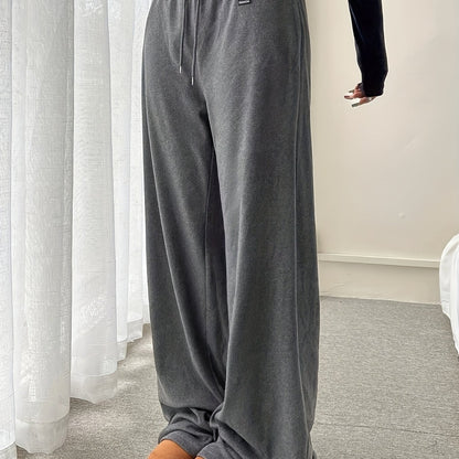 [25AW Home Wear Trend] Women'S German Velvet Fabric Comfortable Casual Home Long Pants, Drawstring Waist with Pockets, Fall Winter Style Trousers