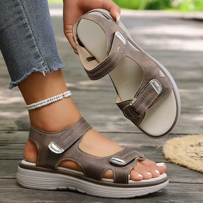 Comfortable Orthopedic Sandals for Women with Hook Loop Strap Open Toe Platform Style