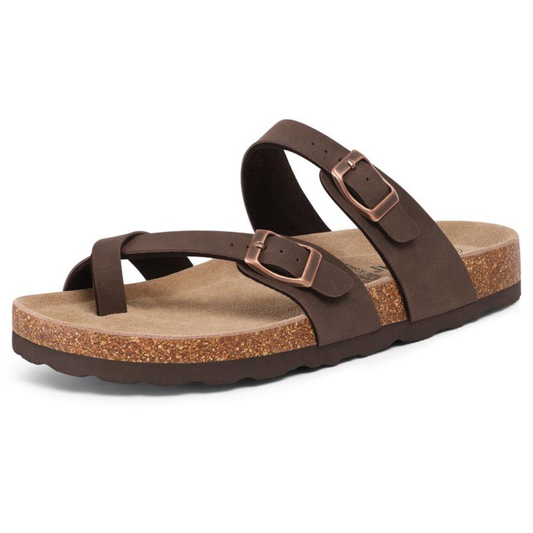 Comfortable Thong Sandals for Women with Adjustable Buckle Strap Cork Footbed Open Toe Style