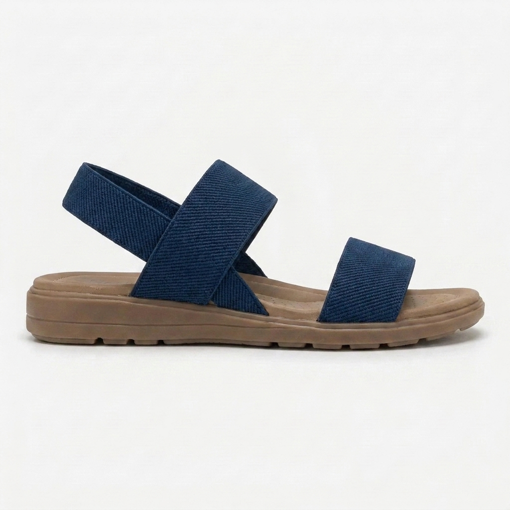 Comfortable Flat Sandals for Women with Two Strap Ankle Buckle Open Toe Cushioned Style