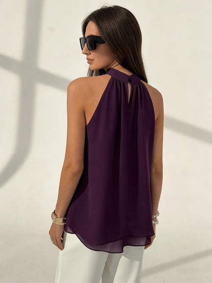 Plum Purple Sexy Bohemian Minimalist Off-Shoulder Ruched Chiffon A-Line Women'S Top, Spring/Summer Style, Spring Women'S Wear, Beach Vacation Outfit, Summer Holiday Attire, Casual Top, Women'S Vacation Wear