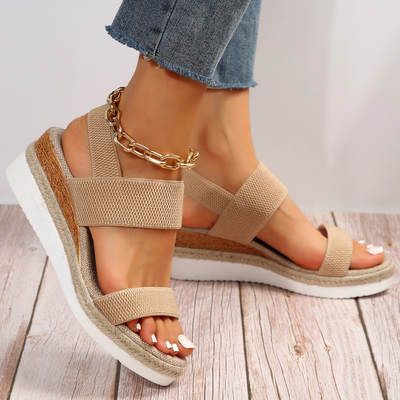 Comfortable Sandals for Women with Elastic Strap Cushioned Platform Slingback Open Toe Style