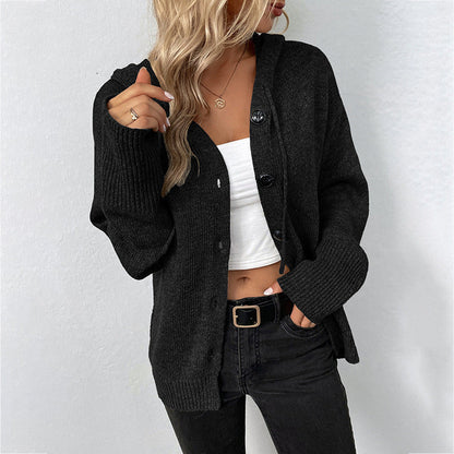 Beatrix | Women's Hooded Button Front V-Neck Cardigan