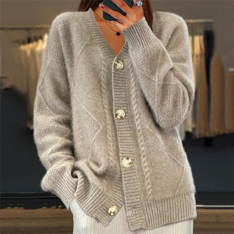 Camille | Women's Cable Knit V-Neck Cardigan