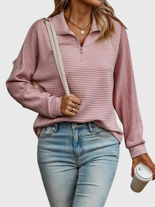 Colette | Women's Quarter-Zip Ribbed Long Sleeve Sweater