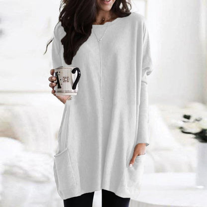 Delaney | Women's Oversized Patch Pocket Long Sleeve Tunic Sweater