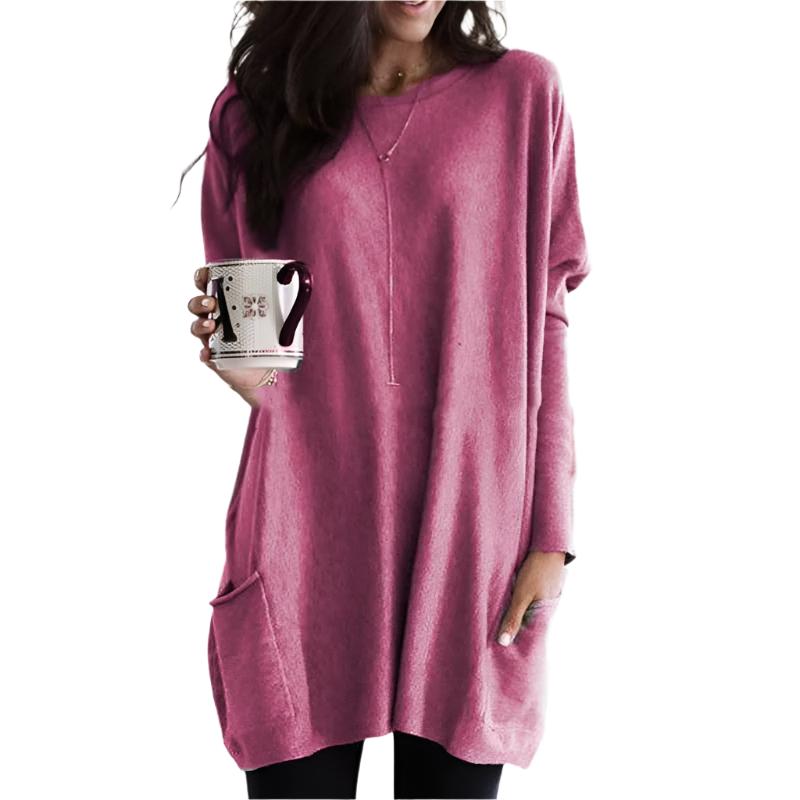 Delaney | Women's Oversized Patch Pocket Long Sleeve Tunic Sweater