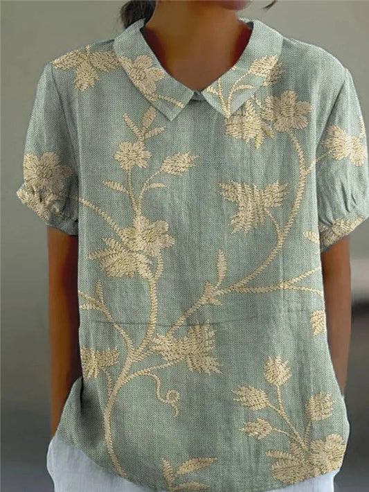 Women’s Blouse | Floral with Pointed Collar