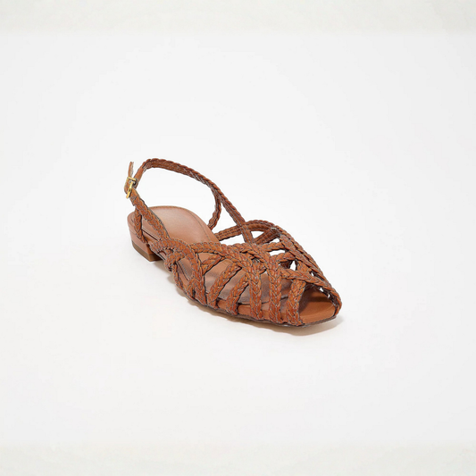 Comfortable Jelly Sandals for Women with Woven Cage Strap Closed Toe Slingback Flat Style
