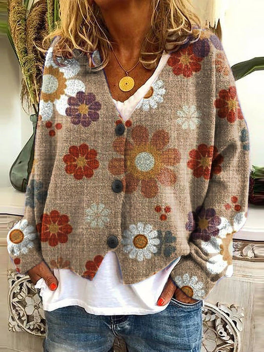 Marigold | Women's Boho Patchwork V-Neck Cardigan