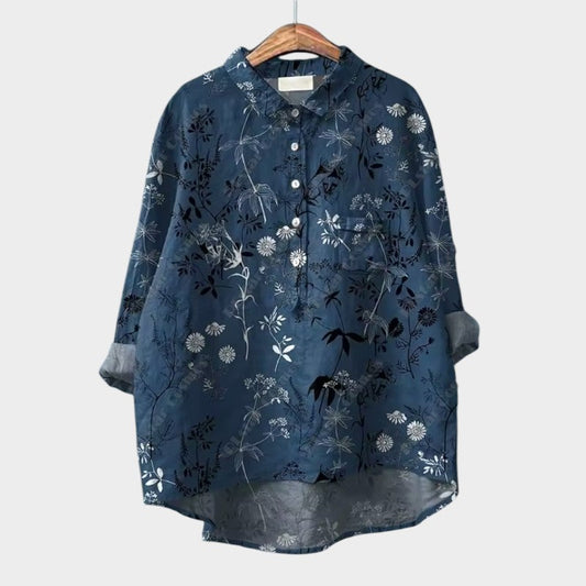 Natalie | Women's Blouse Button-Up Collared Long Sleeve