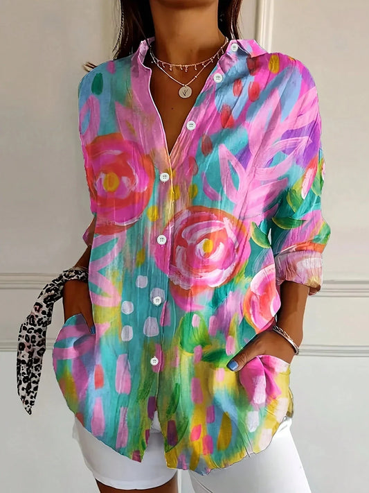 Terri | Colorful Blouse with Playful Print