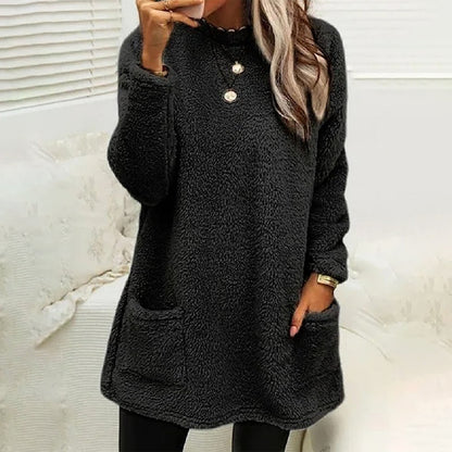 Sabine | Women's Fleece Pocket Long Sleeve Tunic Sweater