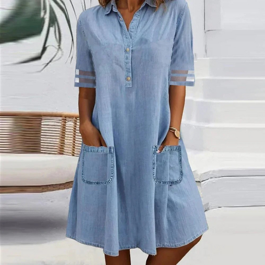 Laura | Denim Mini Dress with Side Pockets