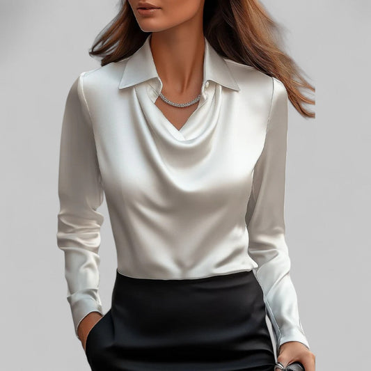Vivienne | Women's Elegant Metallic Long-Sleeve Blouse