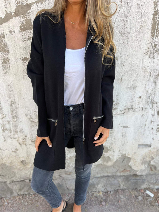 Vivienne | Women's Longline Zip-Front Midi Cardigan