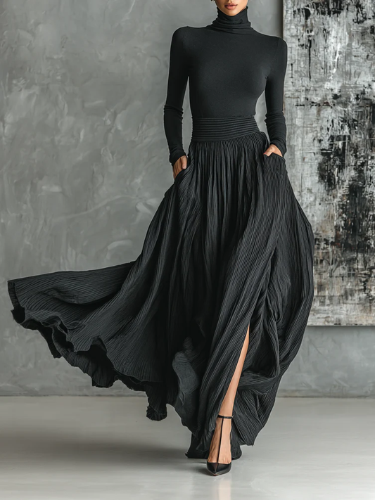 Lucy | Turtleneck & Pleated Skirt Set