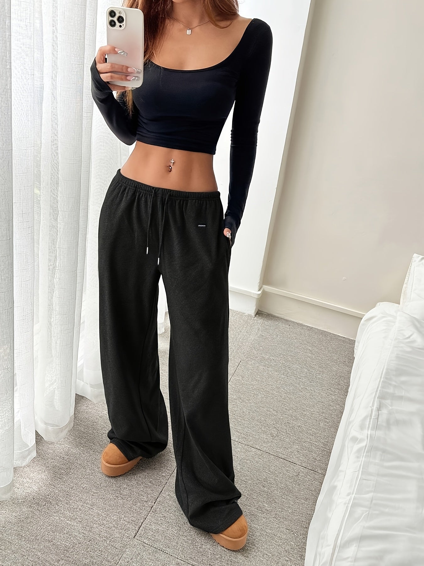 [25AW Home Wear Trend] Women'S German Velvet Fabric Comfortable Casual Home Long Pants, Drawstring Waist with Pockets, Fall Winter Style Trousers