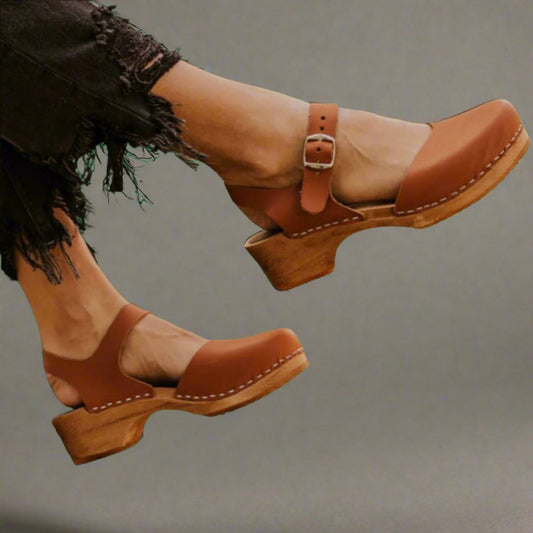 Britta | Women's Platform Clog Ankle Strap Closed Toe Heel