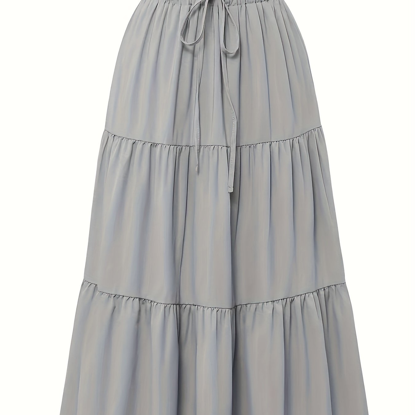 Women's Olive Green Pleated Midi Skirt - Lightweight Adjustable Drawstring Waist, Hand Washable Spring/Summer Elegant Solid Color Skirt for Casual & Formal Outfits, Casual Attire, Nontransparent Fabric, Spring Fashion, Classic Style, Breathable Material,