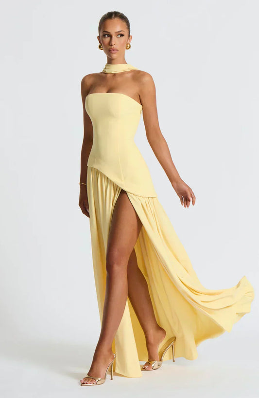 Calixta | Women's Strapless High Slit Formal Maxi Dress