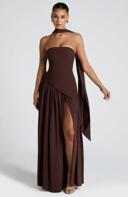 Calixta | Women's Strapless High Slit Formal Maxi Dress