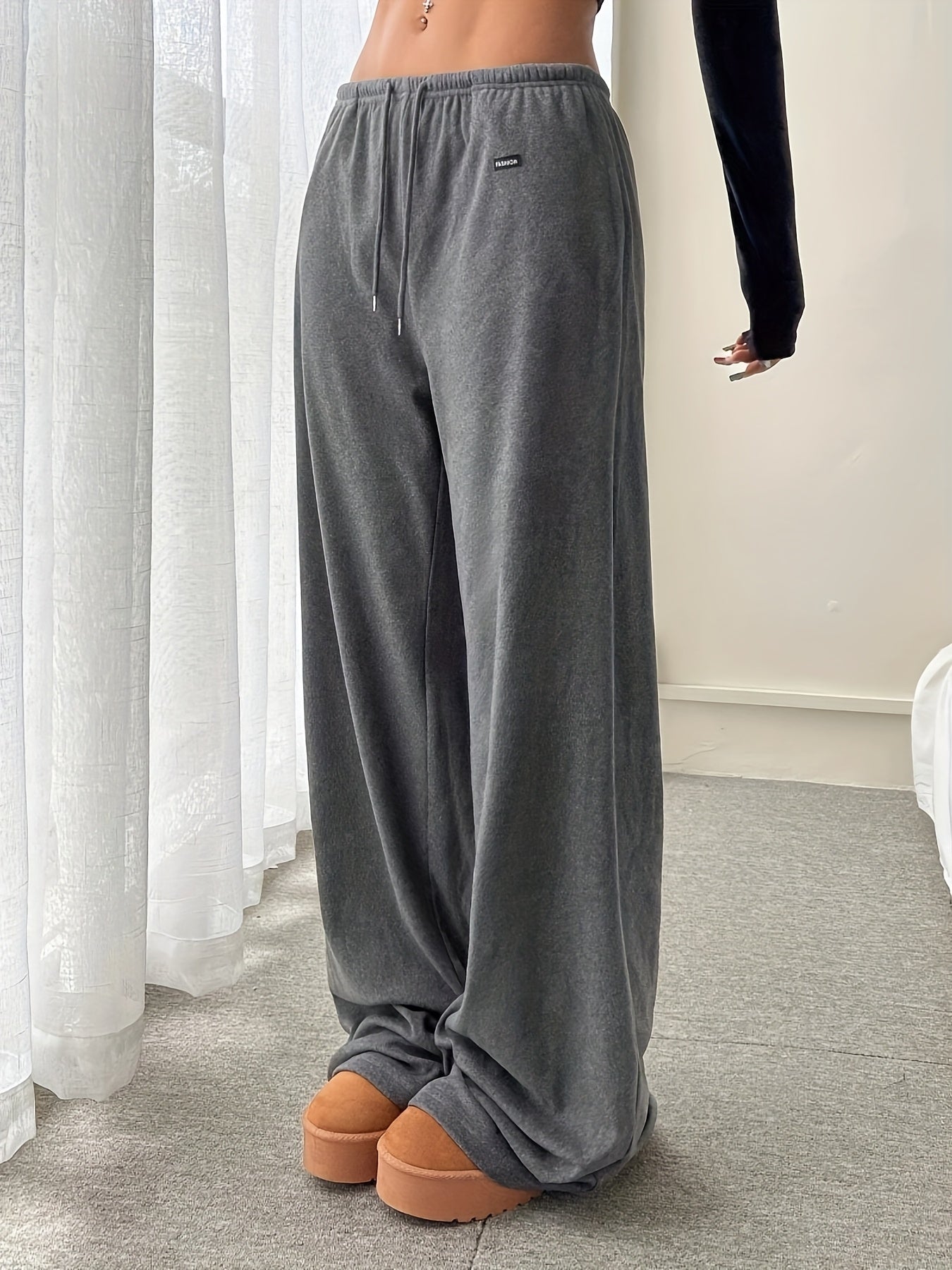 [25AW Home Wear Trend] Women'S German Velvet Fabric Comfortable Casual Home Long Pants, Drawstring Waist with Pockets, Fall Winter Style Trousers